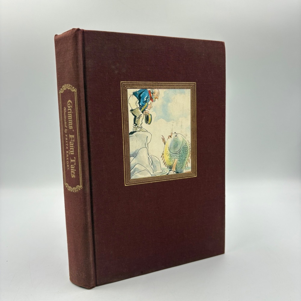 Grosset & Dunlap Grimms Fairy Tales Book Kids Burgundy Good Fritz Kredel 1945